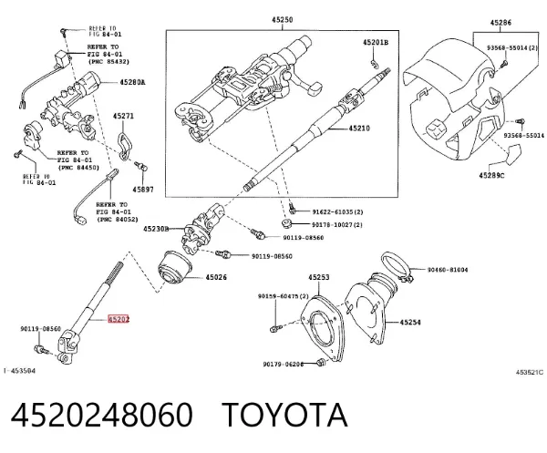 Wał kolumny kierowniczej dolny 4520248060 Toyota