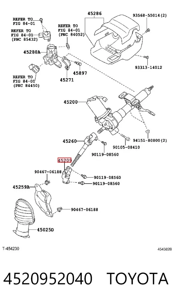 Wał kolumny kierowniczej dolny 4520952040 Toyota