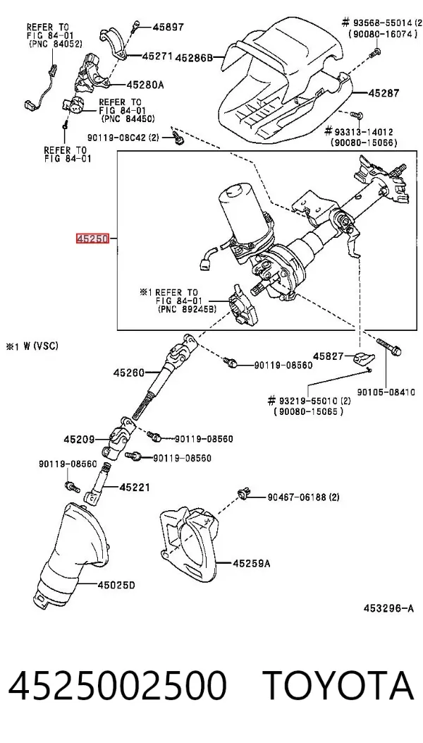 Kolumna (wał) kierownicza (kierownicy) 4525002500 Toyota