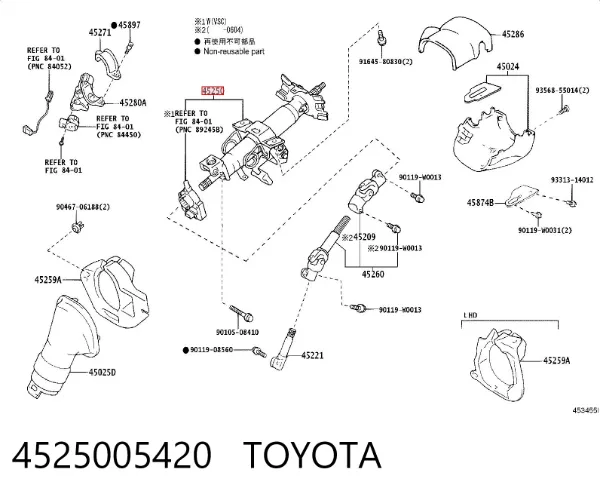 Kolumna (wał) kierownicza (kierownicy) Toyota Avensis II