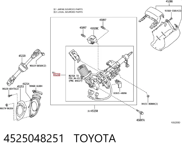 Kolumna (wał) kierownicza (kierownicy) 4525048251 Toyota
