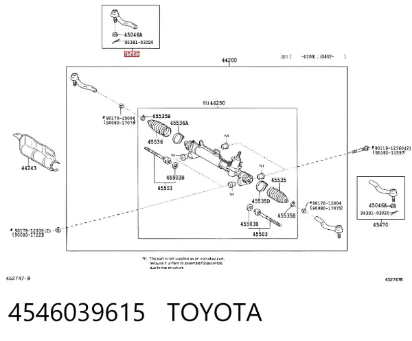 Końcówka drążka kierowniczego zewnętrzna 4546039615 Toyota