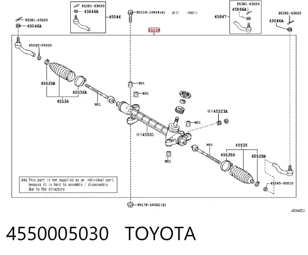 Listwa kierownicza (maglownica) 4550005030 Toyota