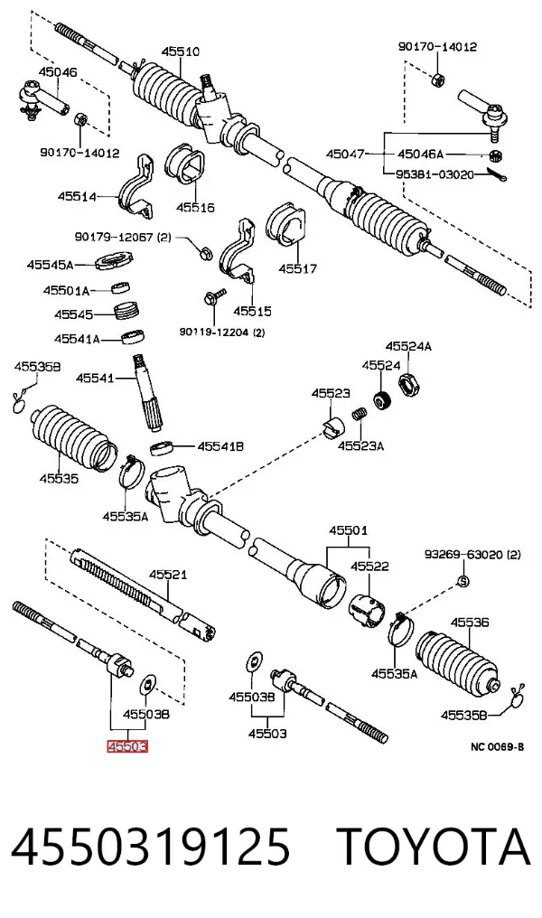 Drążek kierowniczy 4550319125 Toyota