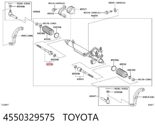 Drążek kierowniczy 4550329575 Toyota