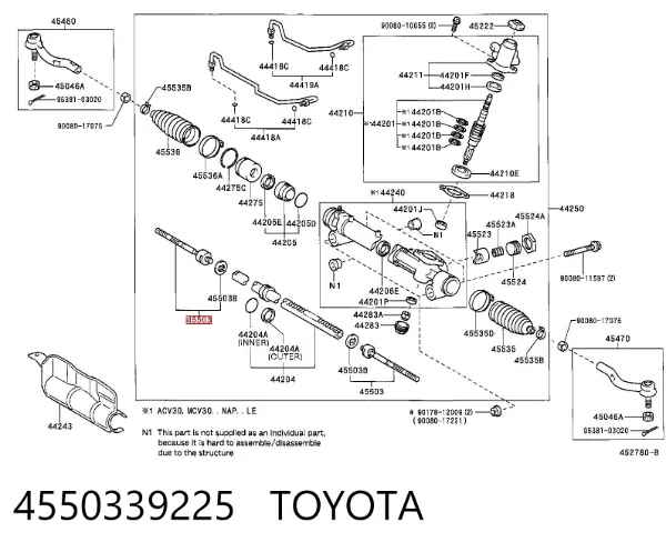 Drążek kierowniczy 4550339225 Toyota