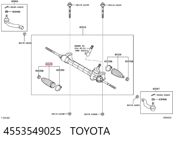 Osłona mechanizmu kierowniczego (maglownicy) 4553549025 Toyota