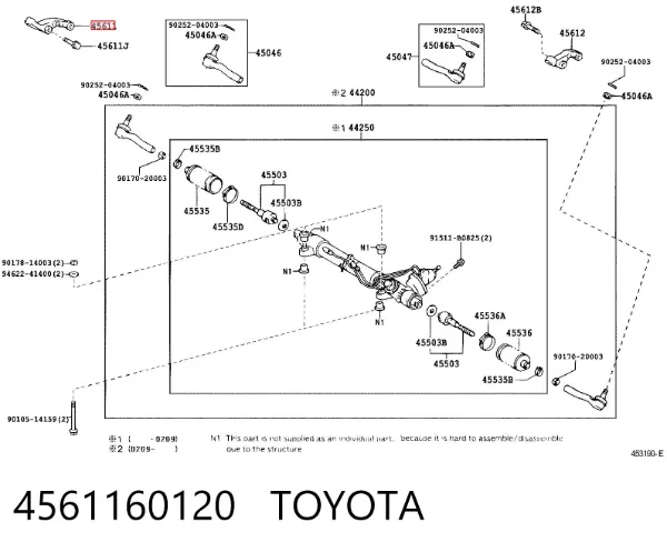 Ramię przekładni kierowniczej 4561160120 Toyota