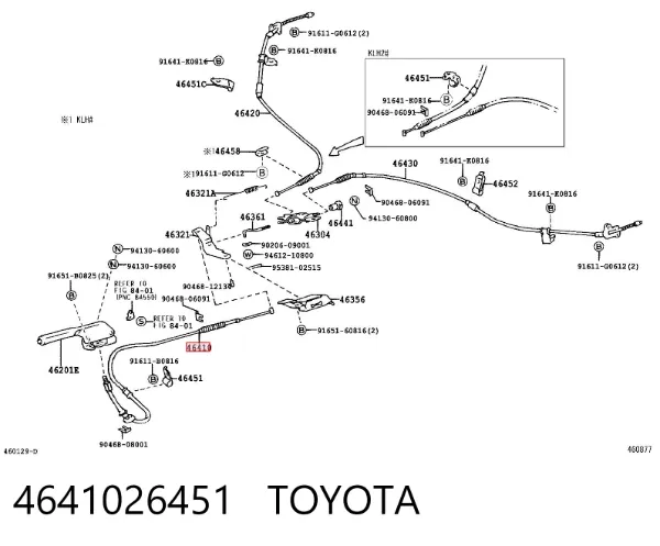 Linka hamulca ręcznego środkowa 4641026451 Toyota