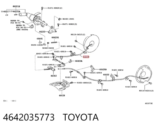 Linka hamulca ręcznego tylna prawa 4642035773 Toyota
