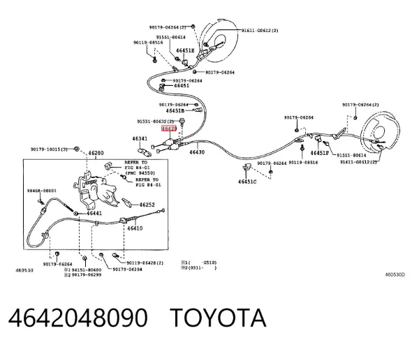 Linka hamulca ręcznego tylna prawa 4642048090 Toyota