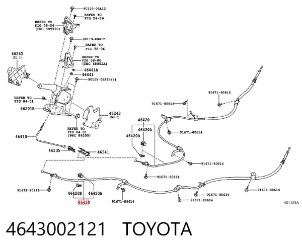 Linka hamulca ręcznego tylna lewa 4643002121 Toyota