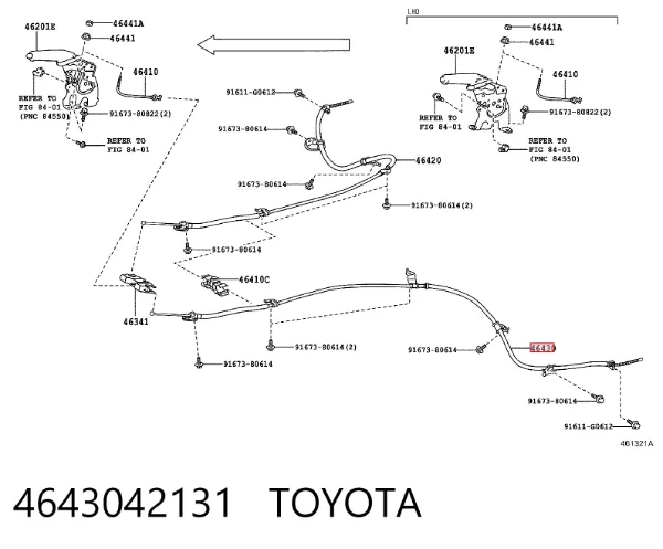 Linka hamulca ręcznego tylna lewa 4643042131 Toyota