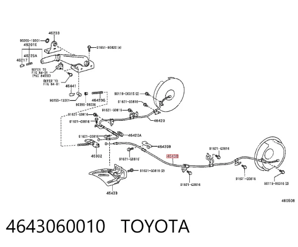 Linka hamulca ręcznego tylna lewa 4643060010 Toyota
