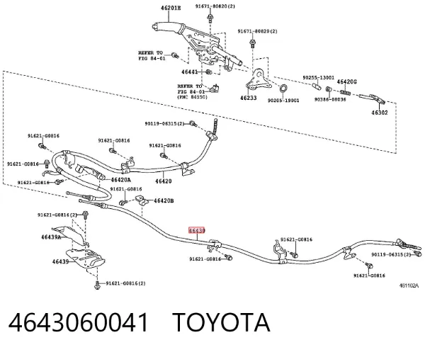 Linka hamulca ręcznego tylna lewa 4643060041 Toyota