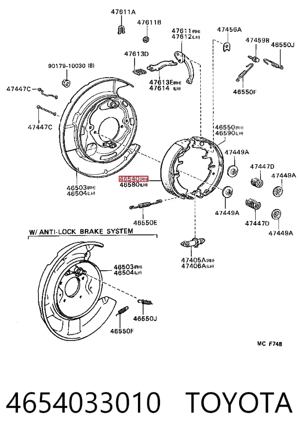 Klocki hamulca ręcznego 4654033010 Toyota