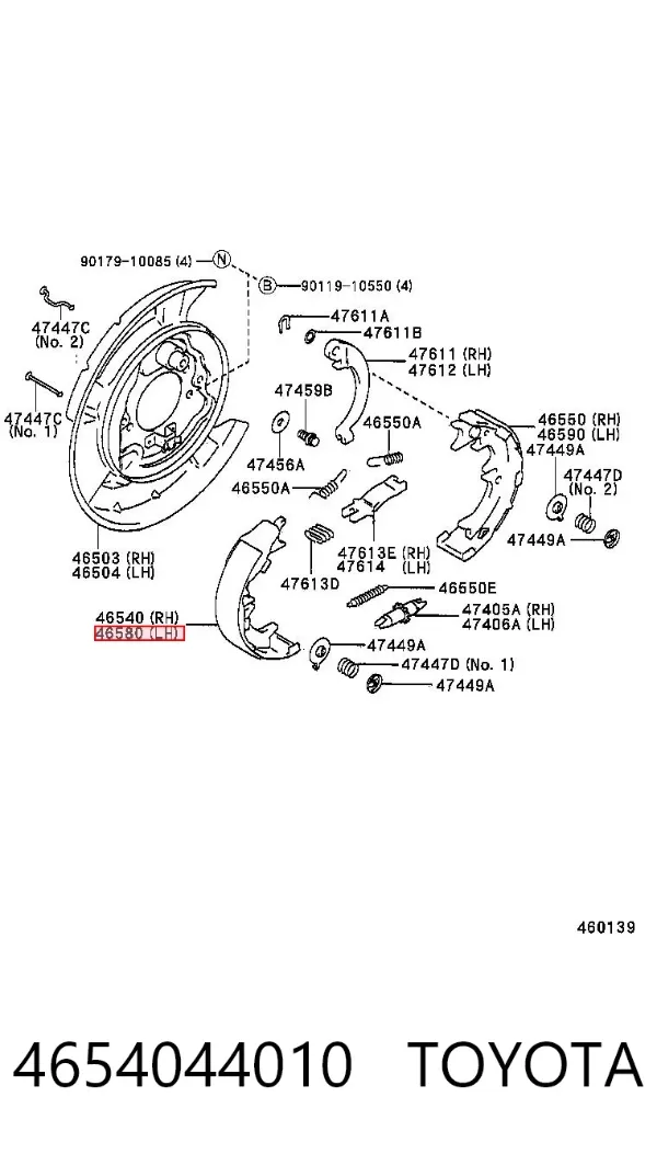 Klocki hamulca ręcznego 4654044010 Toyota