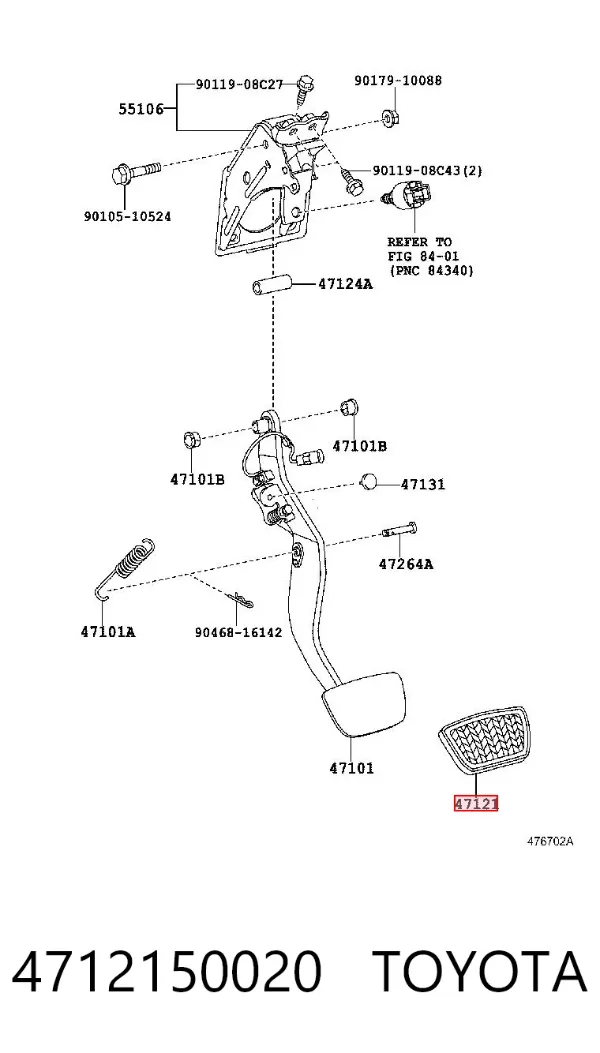 Nakładka na pedał sprzęgła 4712150020 Toyota