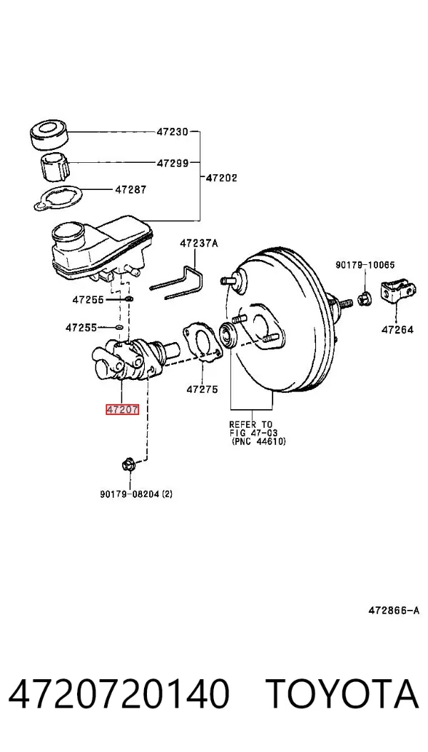 Główny cylinder hamulców 4720720140 Toyota
