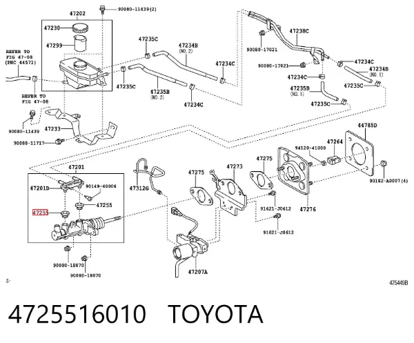 Uszczelnienie zbiornika głównego siłownika hamulca 4725516010 Toyota