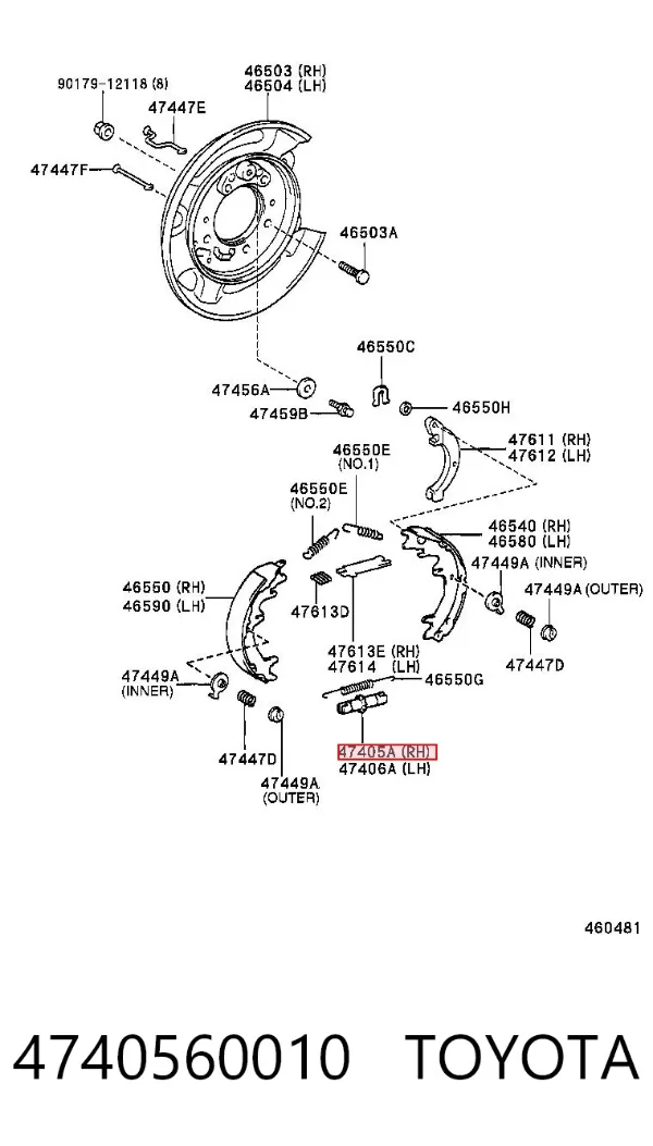 Regulator tylnego bębna hamulcowego 4740560010 Toyota