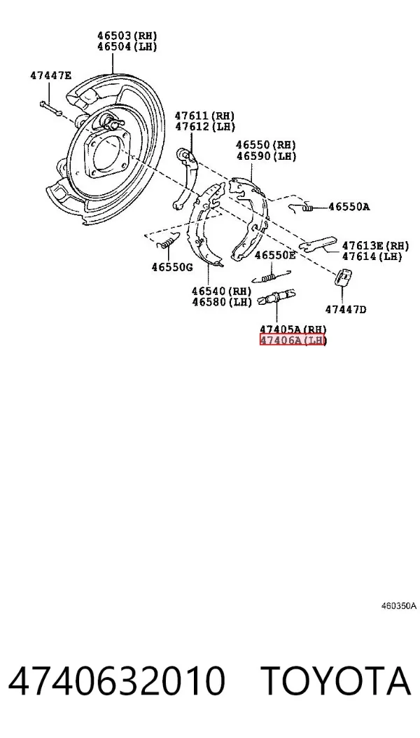 Regulator tylnego bębna hamulcowego 4740632010 Toyota