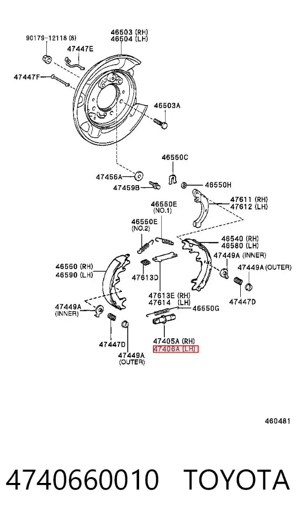 Regulator tylnego bębna hamulcowego 4740660010 Toyota