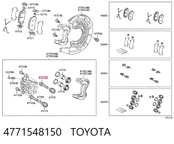 Prowadnica zacisku przedniego górna 4771548150 Toyota