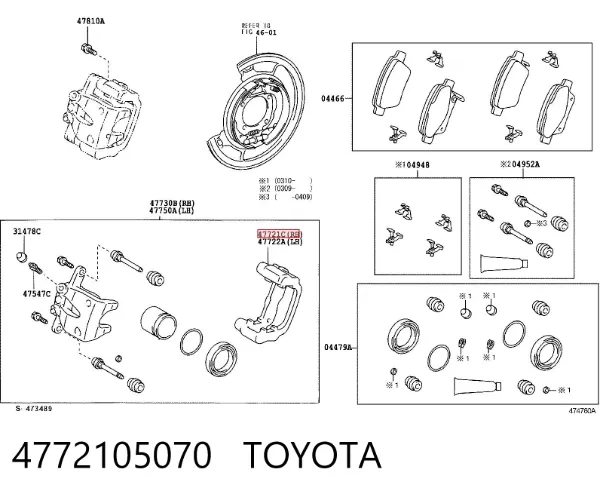 Jarzmo zacisku hamulcowego tylnego 4772105070 Toyota