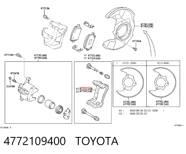 Jarzmo zacisku hamulcowego przedniego 4772109400 Toyota