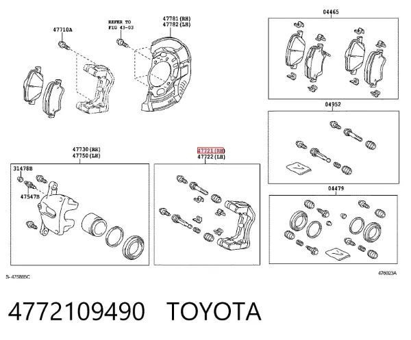 Jarzmo zacisku hamulcowego przedniego 4772109490 Toyota