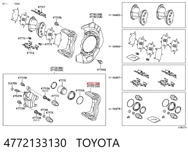 Jarzmo zacisku hamulcowego przedniego 4772133130 Toyota