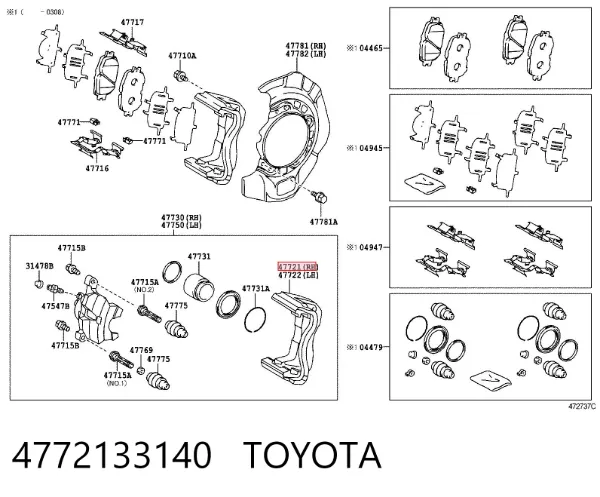 Jarzmo zacisku hamulcowego przedniego 4772133140 Toyota