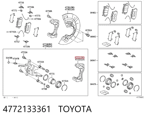Jarzmo zacisku hamulcowego przedniego 4772133361 Toyota