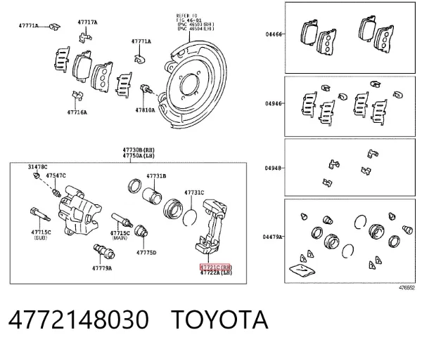 Jarzmo zacisku hamulcowego tylnego 4772148030 Toyota