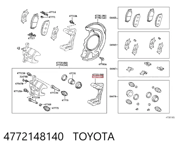 Jarzmo zacisku hamulcowego przedniego 4772148140 Toyota