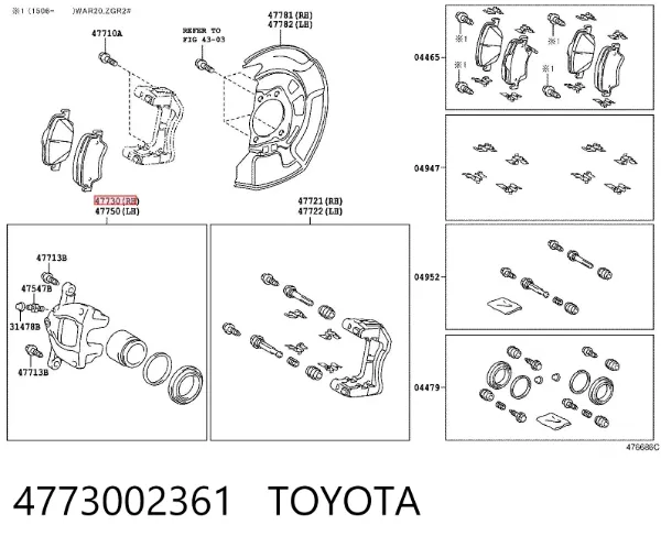 Zacisk hamulcowy przedni prawy 4773002361 Toyota