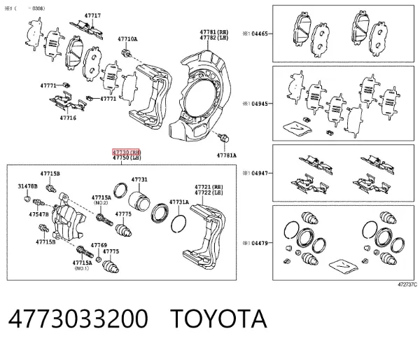 Zacisk hamulcowy przedni prawy 4773033200 Toyota