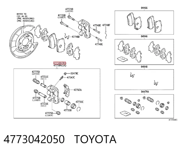 Zacisk hamulcowy tylny prawy 4773042050 Toyota