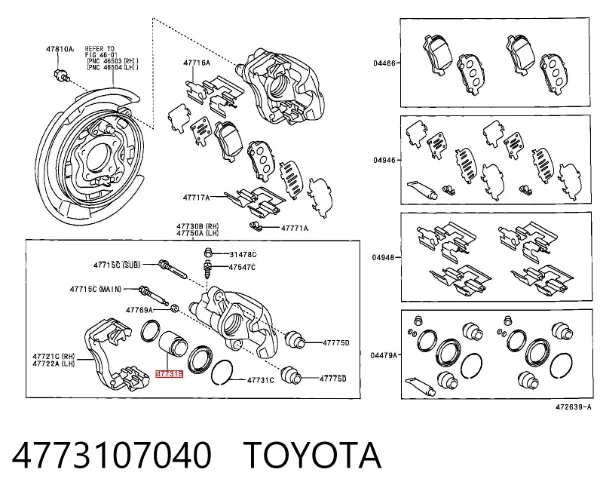 Tłoczek zacisku hamulca tylnego 4773107040 Toyota