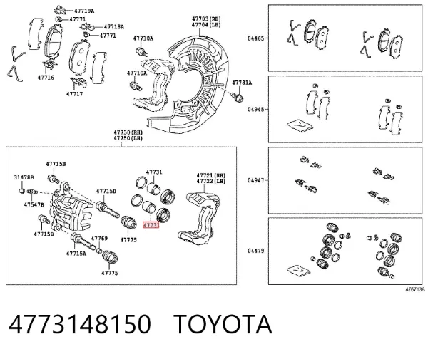 Tłoczek zacisku hamulcowego przedniego 4773148150 Toyota