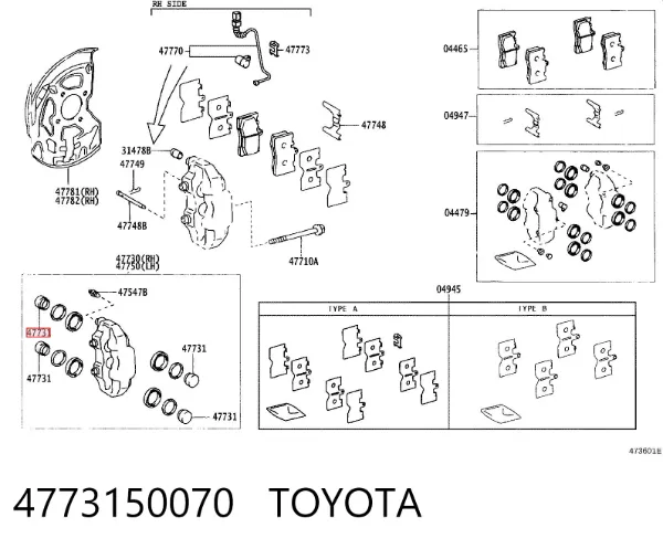 Tłoczek zacisku hamulcowego przedniego 4773150070 Toyota