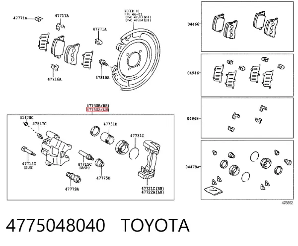 Zacisk hamulcowy tylny lewy 4775048040 Toyota