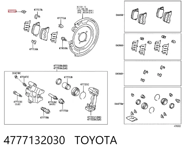 Czujnik zużycia klocków hamulcowych tylny 4777132030 Toyota