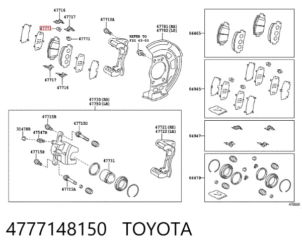 Czujnik zużycia klocków hamulcowych przedni 4777148150 Toyota