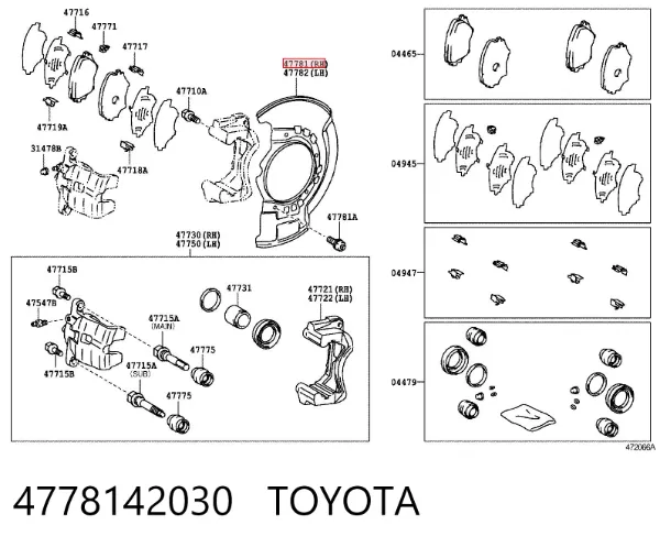 Osłona tarczy hamulcowej przedniej prawej 4778142030 Toyota