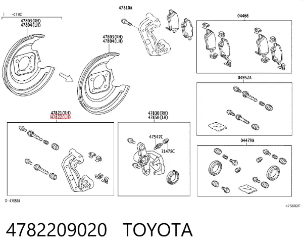 Jarzmo zacisku hamulcowego tylnego 4782209020 Toyota