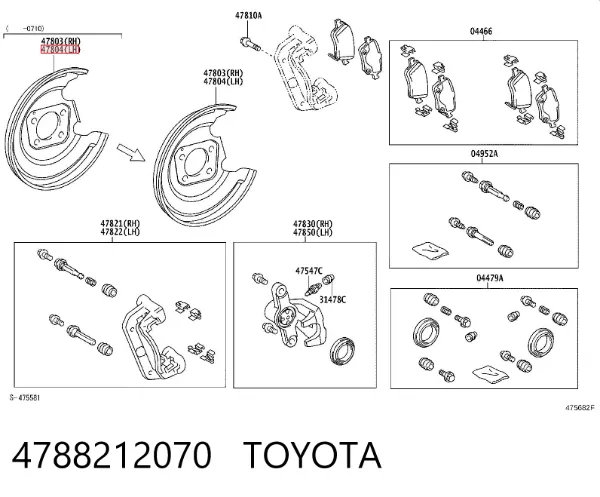 Osłona tarczy hamulcowej tylnej lewa 4788212070 Toyota
