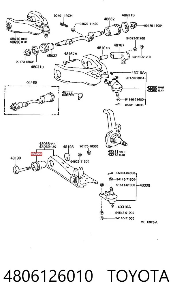 Silentblock przedniego wahacza dolnego 4806126010 Toyota