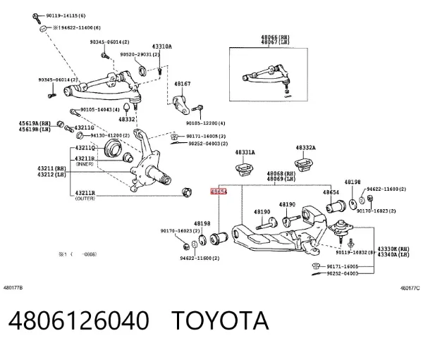 Silentblock przedniego wahacza dolnego 4806126040 Toyota